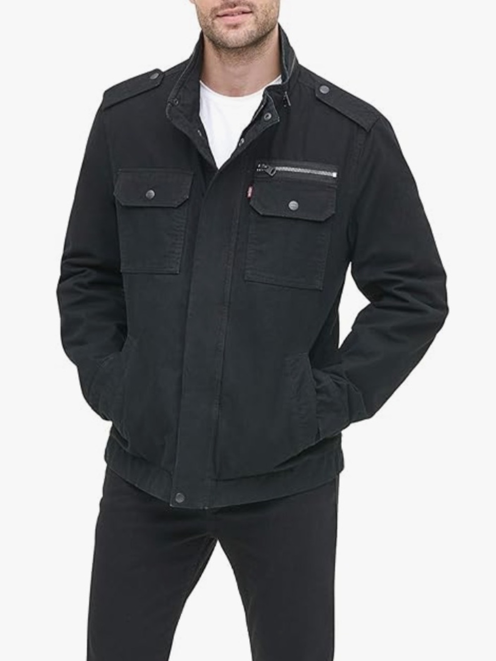 NWT Levis Black Cotton Military-Style Field Jacket